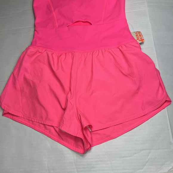 Free People FP Movement Righteous Runsie Women’s S Romper Pink Run Gym Sport - Picture 4 of 11